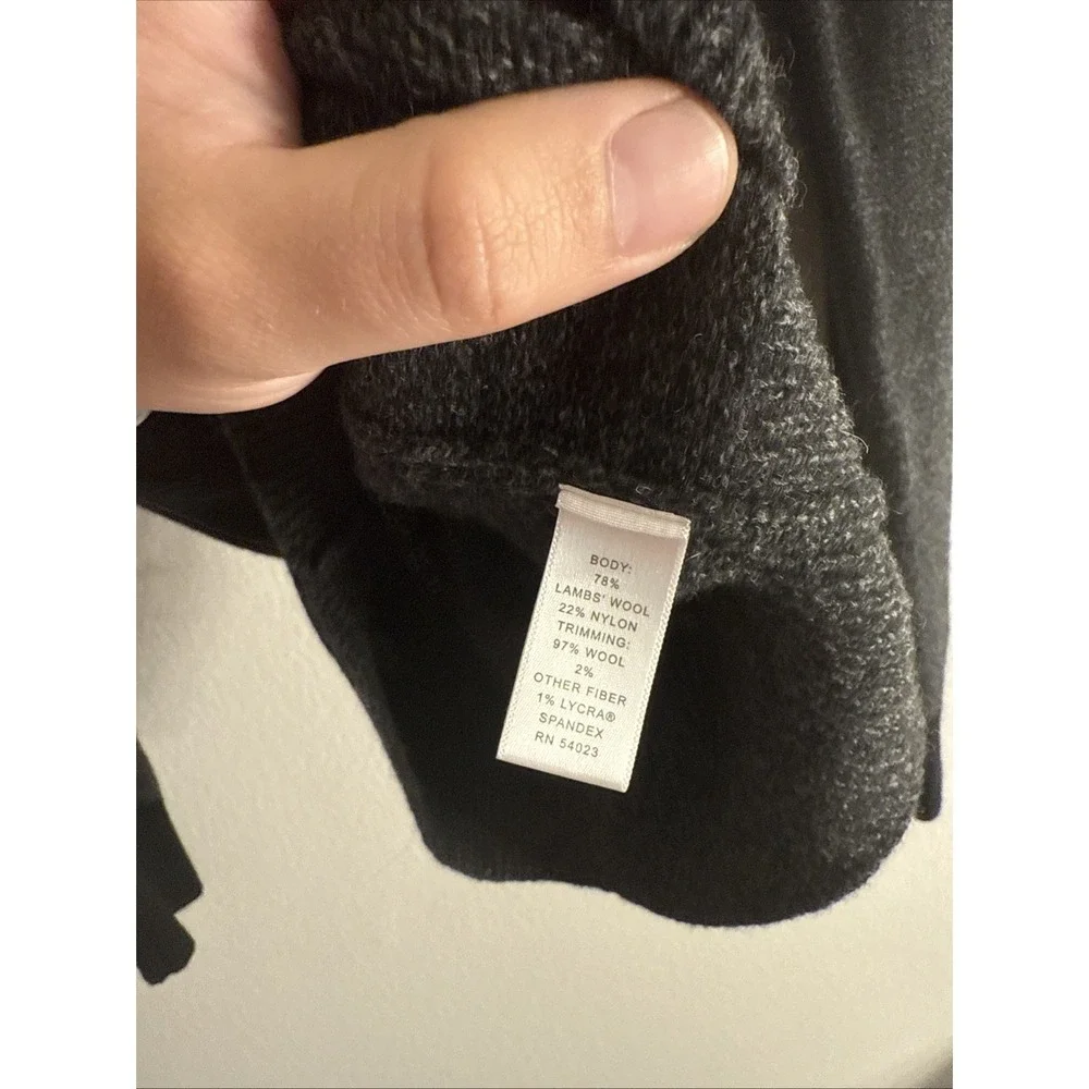 Banana Republic Mens Lambswool V-Neck Sweater Charcoal‎ Gray Black Medium